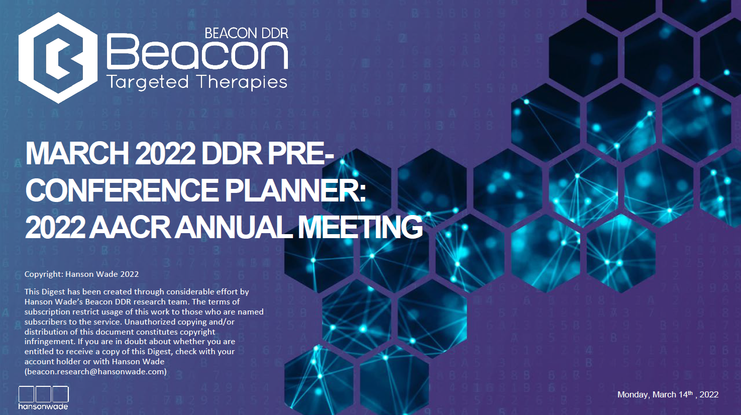 March 2022 DDR Pre -Conference Planner 2022 AACR Annual Meeting